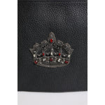 Dolce & Gabbana Black Calfskin Crown Embellished Clutch Pouch Bag BAG4616