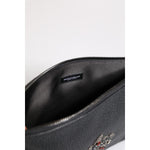 Dolce & Gabbana Black Calfskin Crown Embellished Clutch Pouch Bag BAG4616