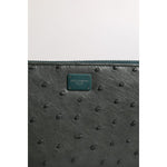 Dolce & Gabbana Green Ostrich Logo Plaque Zip Around Continental Wallet BAG4617