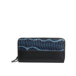 Dolce & Gabbana Black Blue Exotic Leather Embossed Continental Wallet BAG4621