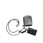 Dolce & Gabbana Black Leather Lanyard Zip Around Card Holder Wallet BAG4625