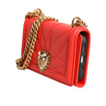 Dolce & Gabbana Red Leather Quilted Devotion Crossbody Phone Cover Bag BAG4528