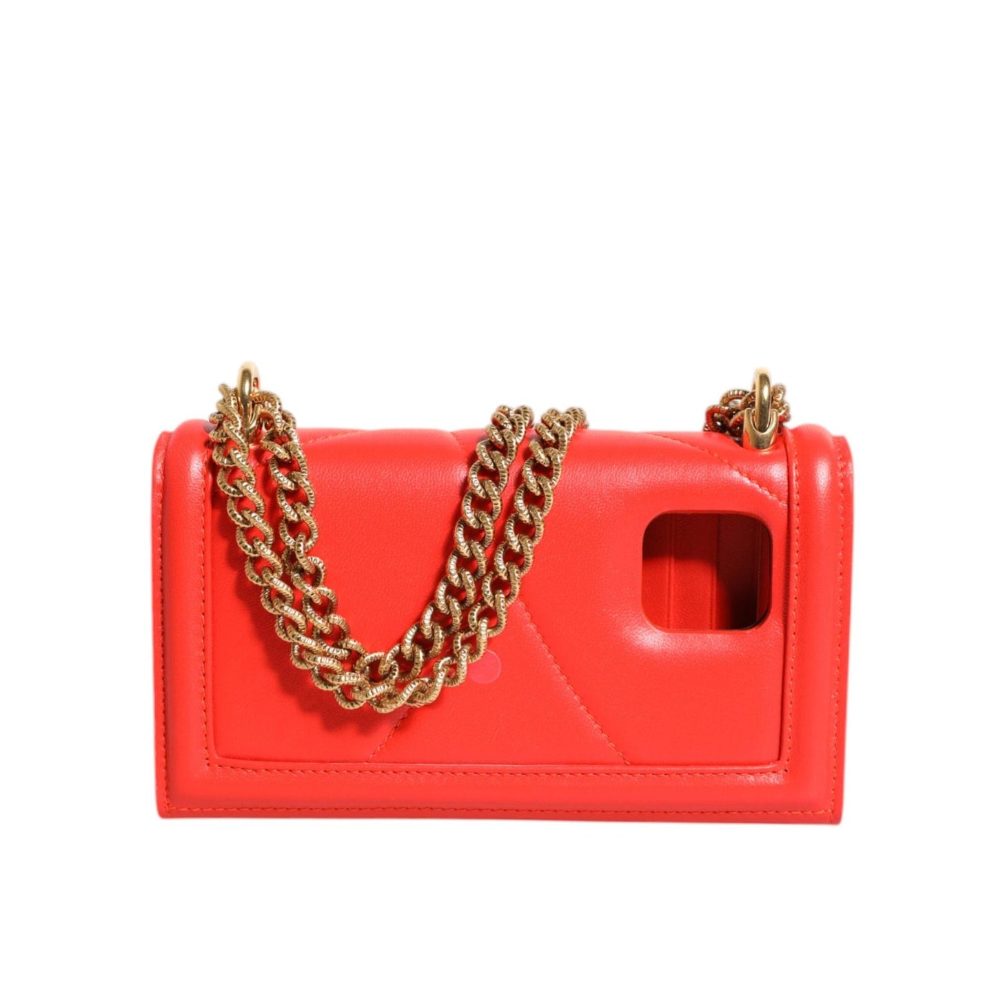 Dolce & Gabbana Red Leather Quilted Devotion Crossbody Phone Cover Bag BAG4528