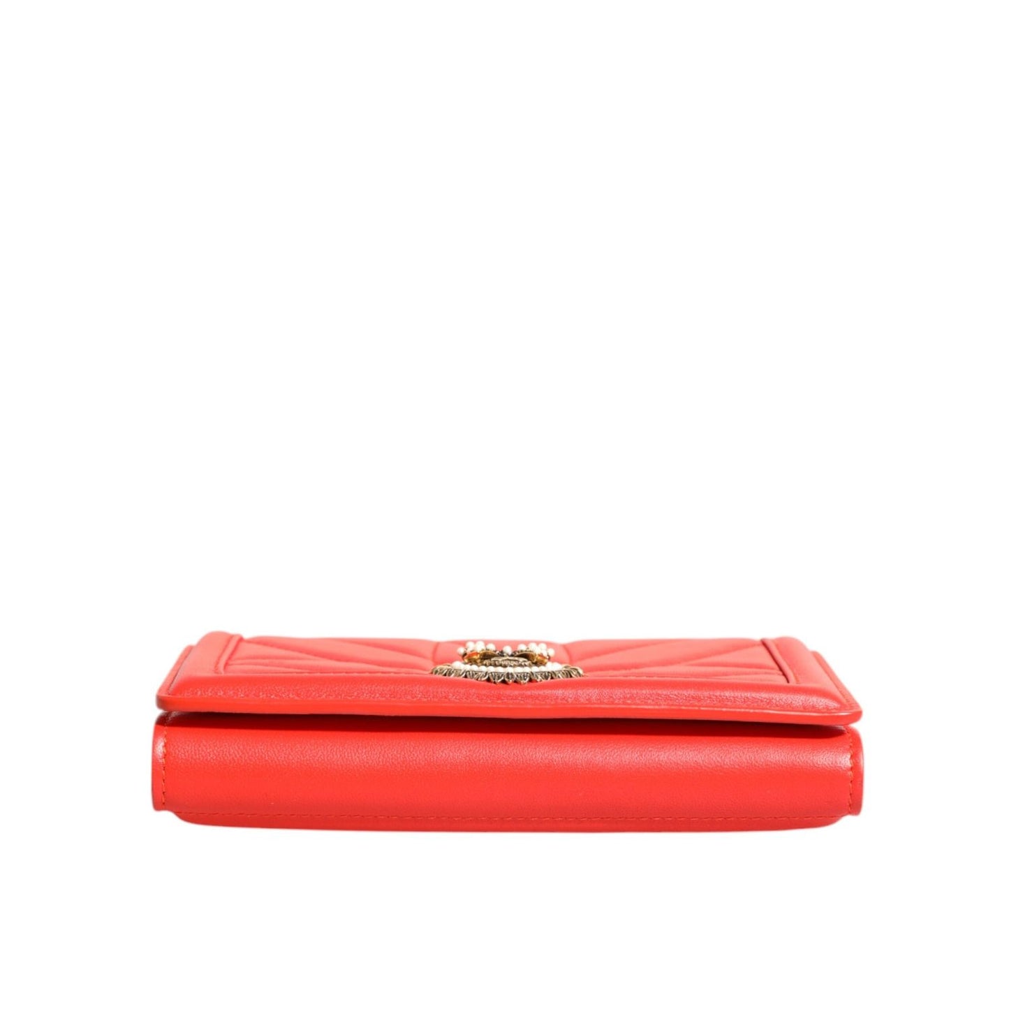 Dolce & Gabbana Red Leather Quilted Devotion Crossbody Phone Cover Bag BAG4528