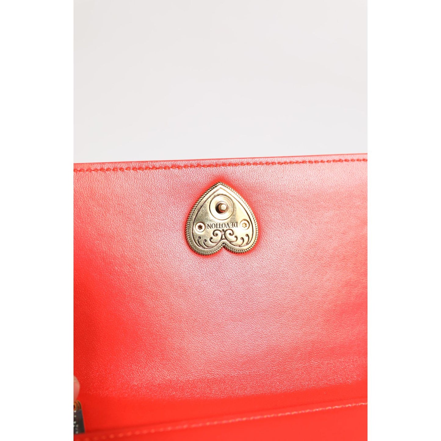 Dolce & Gabbana Red Leather Quilted Devotion Crossbody Phone Cover Bag BAG4528