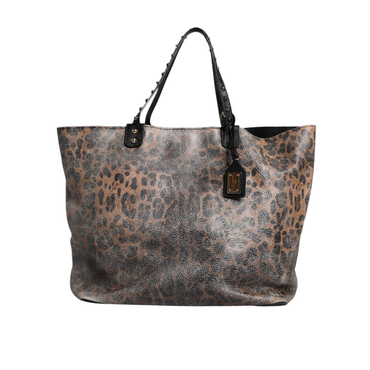 Dolce & Gabbana Brown Leopard BEATRICE Leather Logo Plaque Tote Bag BAG4569