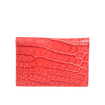 Dolce & Gabbana Red Exotic Leather Logo Plaque Card Holder Wallet BAG4578