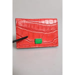 Dolce & Gabbana Red Exotic Leather Logo Plaque Card Holder Wallet BAG4578