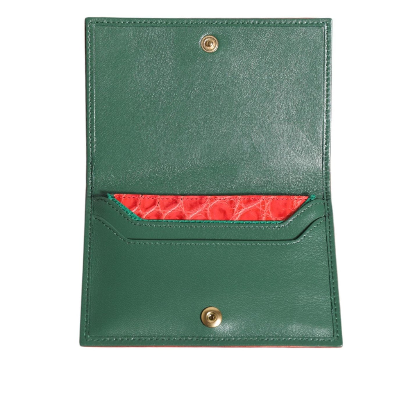 Dolce & Gabbana Red Exotic Leather Logo Plaque Card Holder Wallet BAG4578