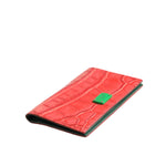 Dolce & Gabbana Red Exotic Leather Logo Plaque Card Holder Wallet BAG4578
