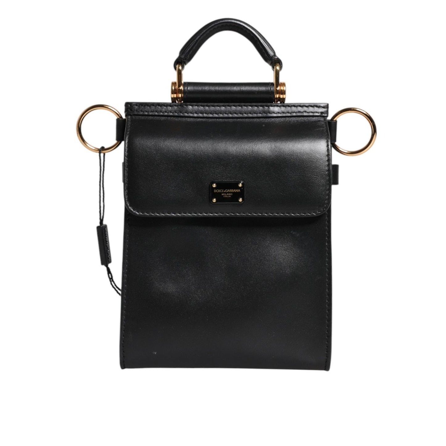 Dolce & Gabbana Black Calfskin Leather Logo Plaque Mini Bag BAG4596
