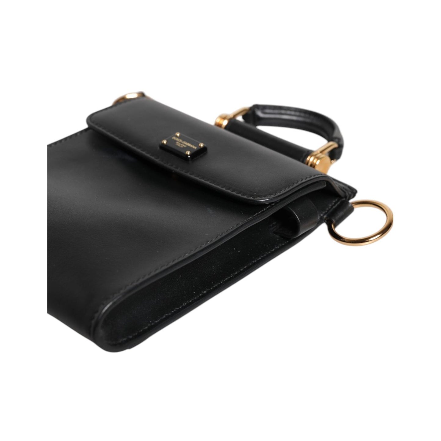 Dolce & Gabbana Black Calfskin Leather Logo Plaque Mini Bag BAG4596