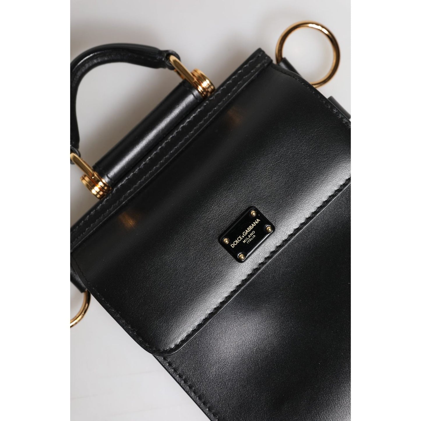 Dolce & Gabbana Black Calfskin Leather Logo Plaque Mini Bag BAG4596
