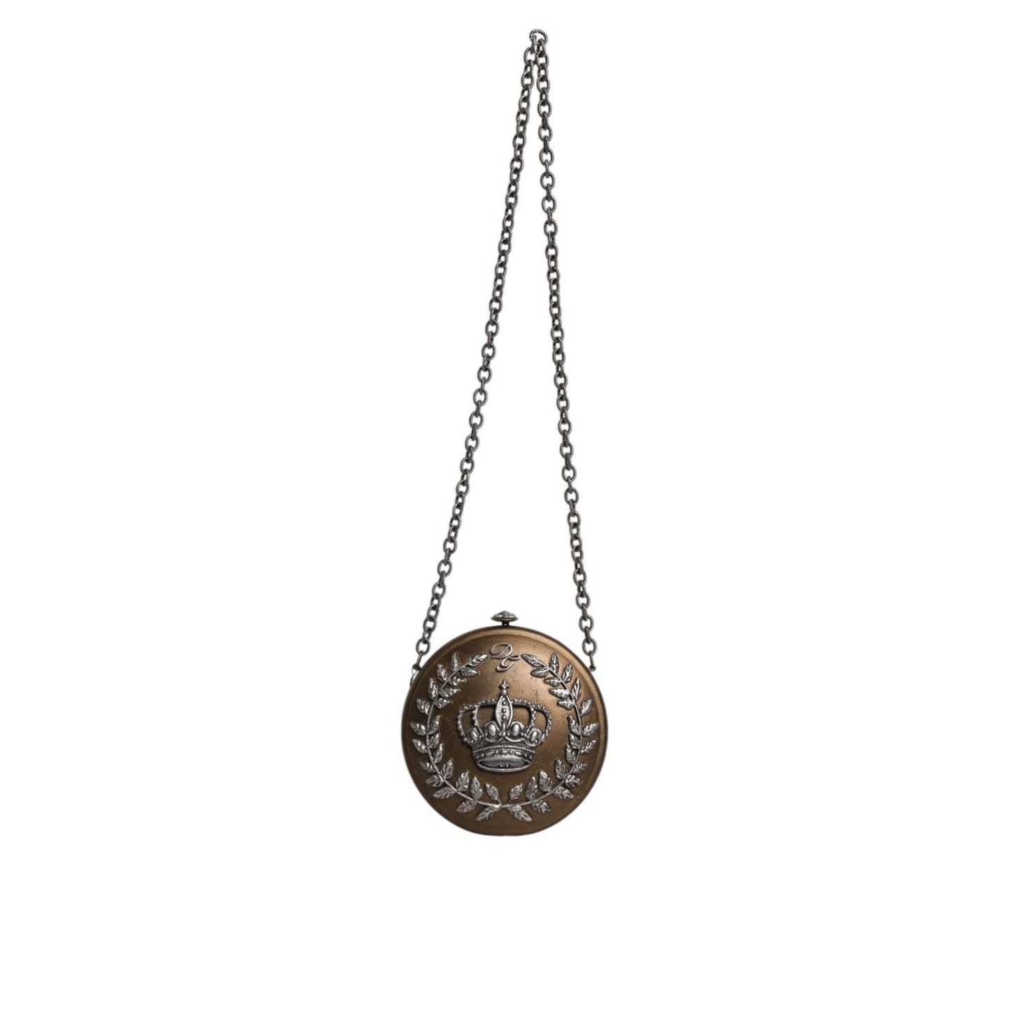 Dolce & Gabbana Gold Brass Metal DG Crown Clutch Crossbody Bag BAG4606