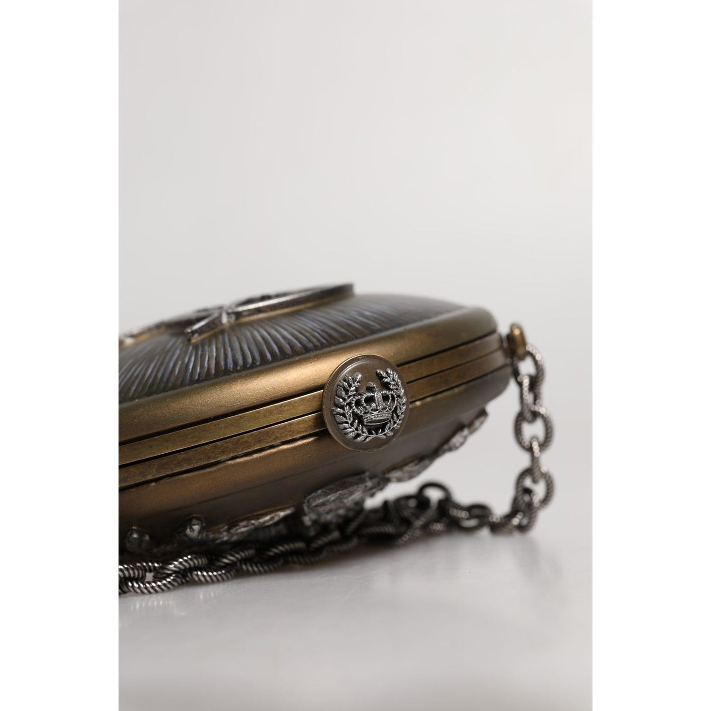 Dolce & Gabbana Gold Brass Metal DG Crown Clutch Crossbody Bag BAG4606