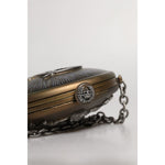 Dolce & Gabbana Gold Brass Metal DG Crown Clutch Crossbody Bag BAG4606