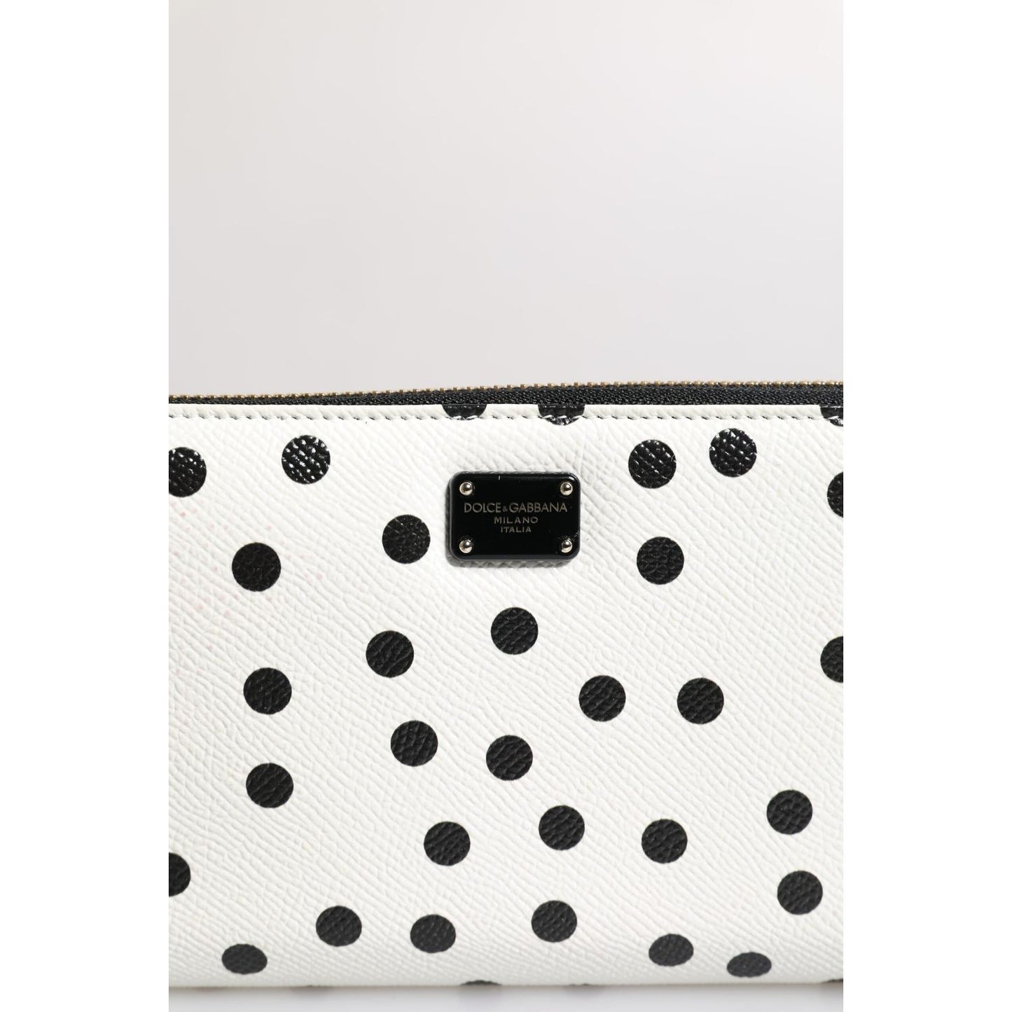 Dolce & Gabbana White Black Striped Leather Zip Around Continental Wallet BAG4609