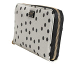 Dolce & Gabbana White Black Striped Leather Zip Around Continental Wallet BAG4609