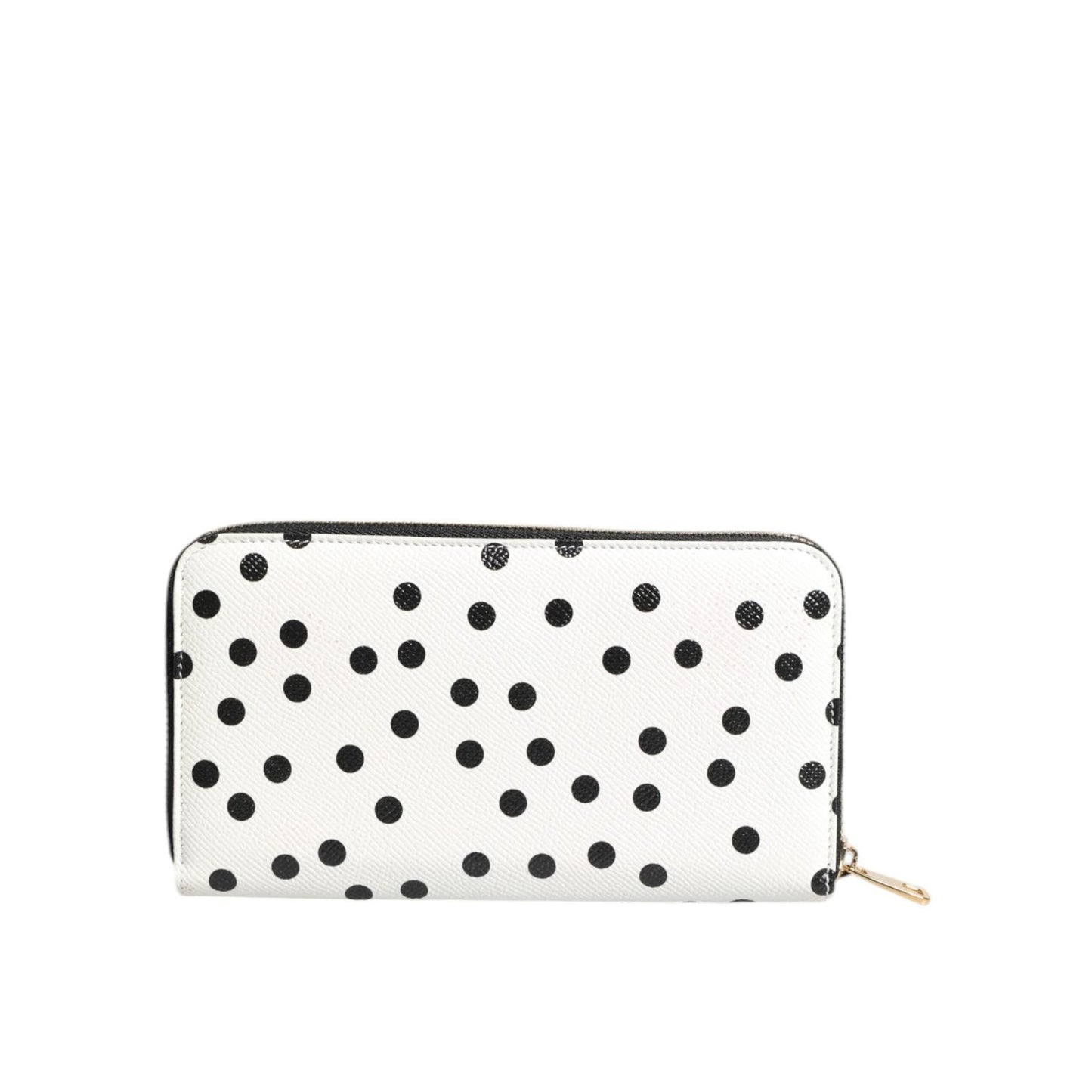 Dolce & Gabbana White Black Striped Leather Zip Around Continental Wallet BAG4609