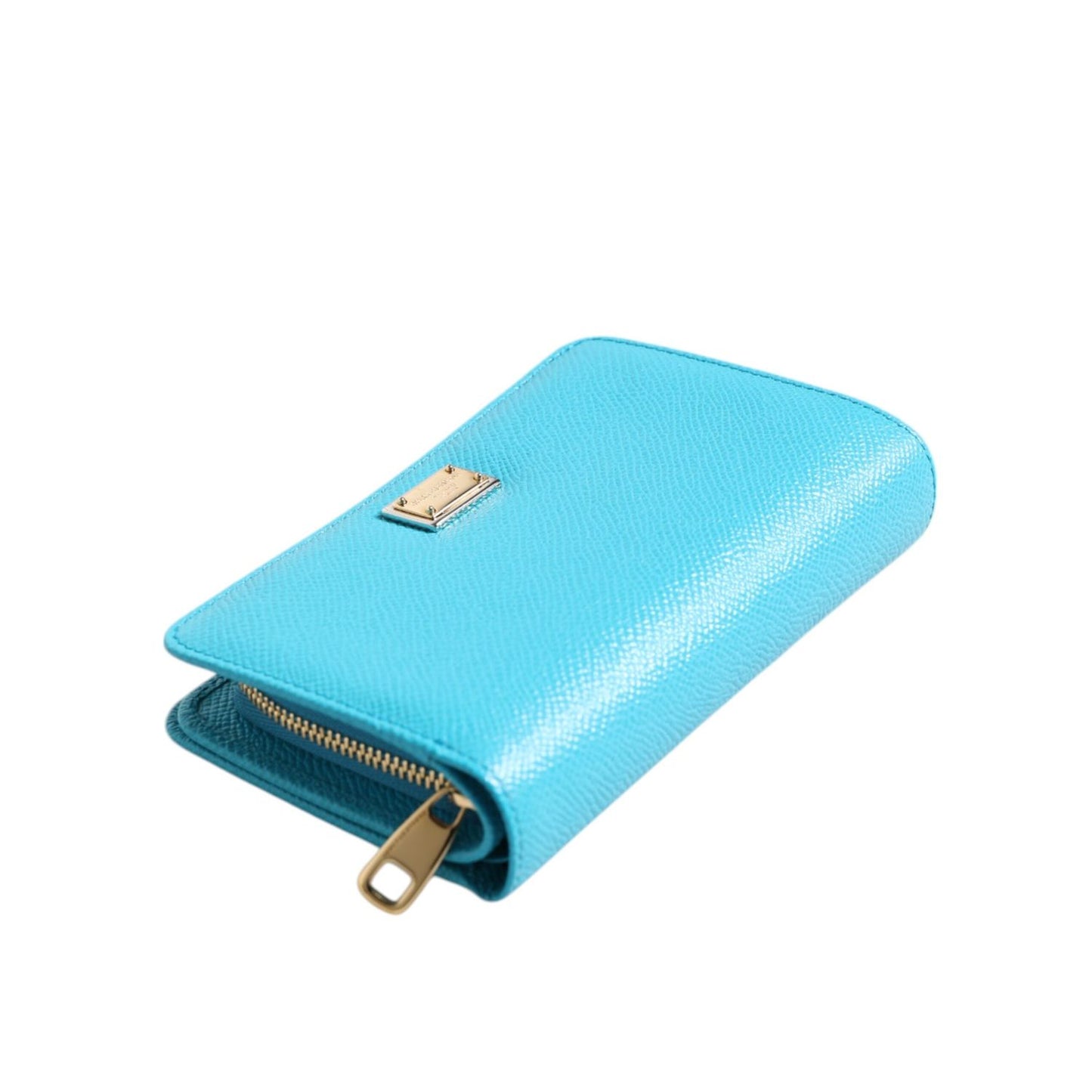 Dolce & Gabbana Light Blue Leather Bifold Continental Clutch Wallet BAG4613