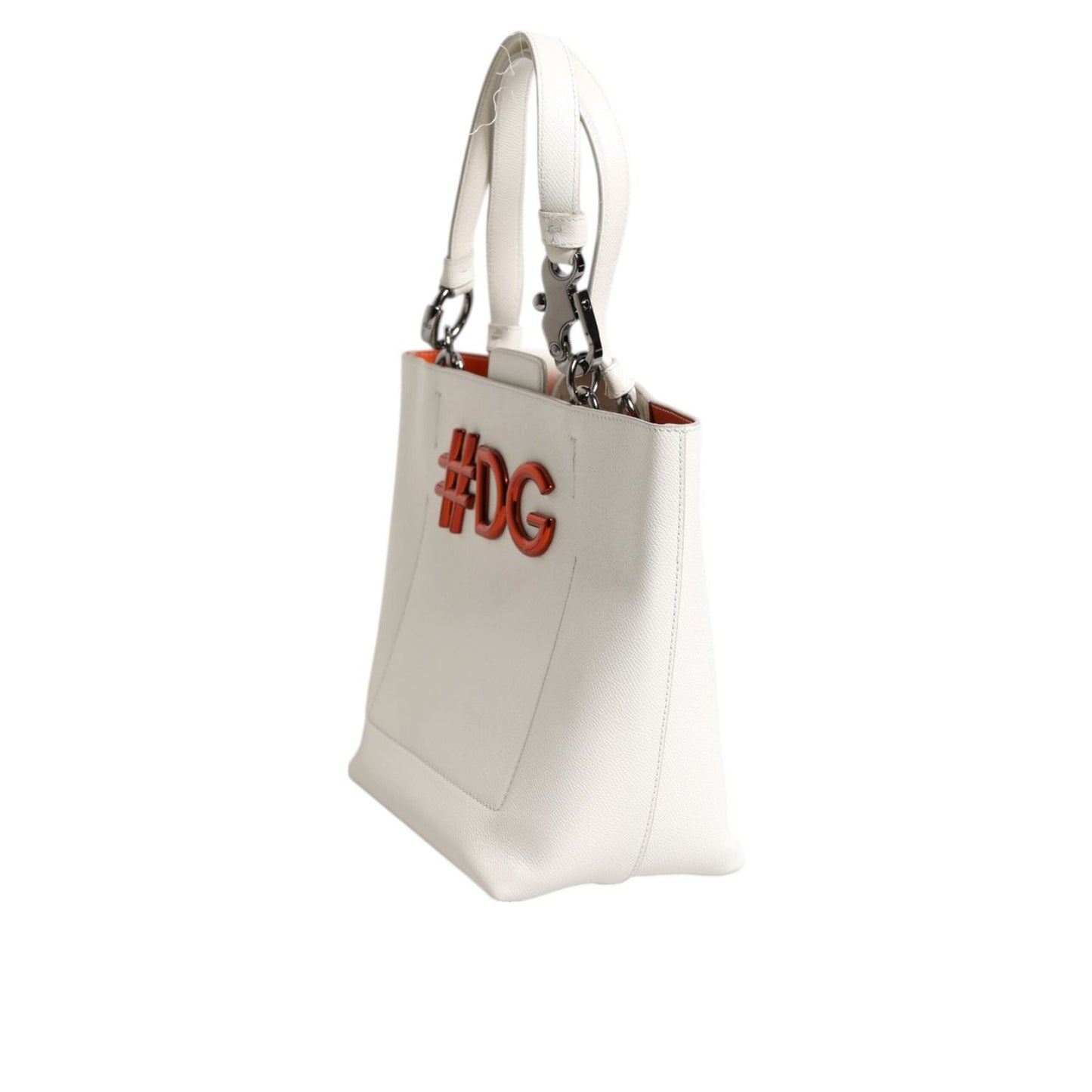 Dolce & Gabbana White Leather #DG BEATRICE Top Handle Tote Bag BAG4618