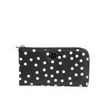 Dolce & Gabbana Black White Dotted Leather Zip Around Continental Wallet BAG4622
