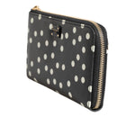 Dolce & Gabbana Black White Dotted Leather Zip Around Continental Wallet BAG4622