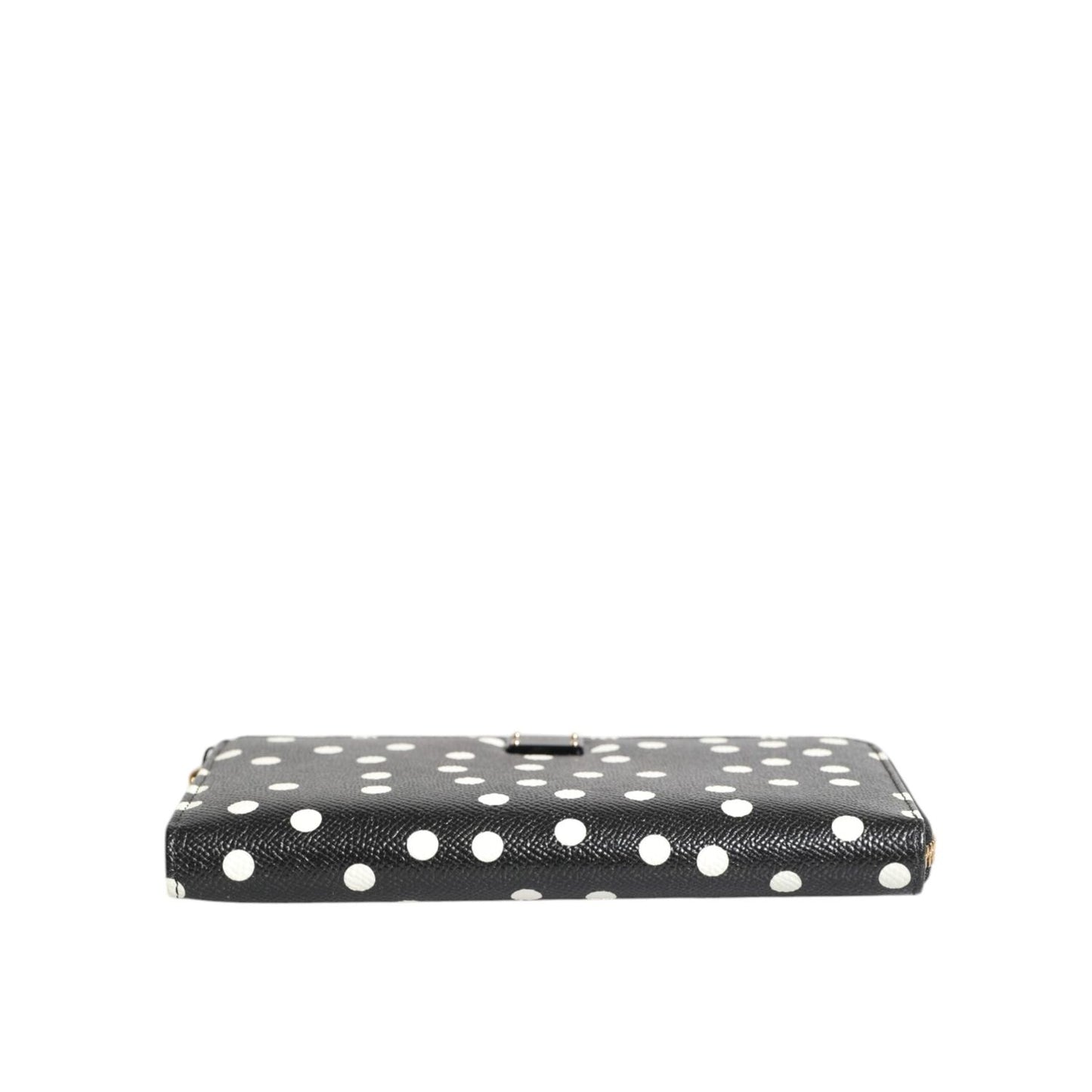 Dolce & Gabbana Black White Dotted Leather Zip Around Continental Wallet BAG4622