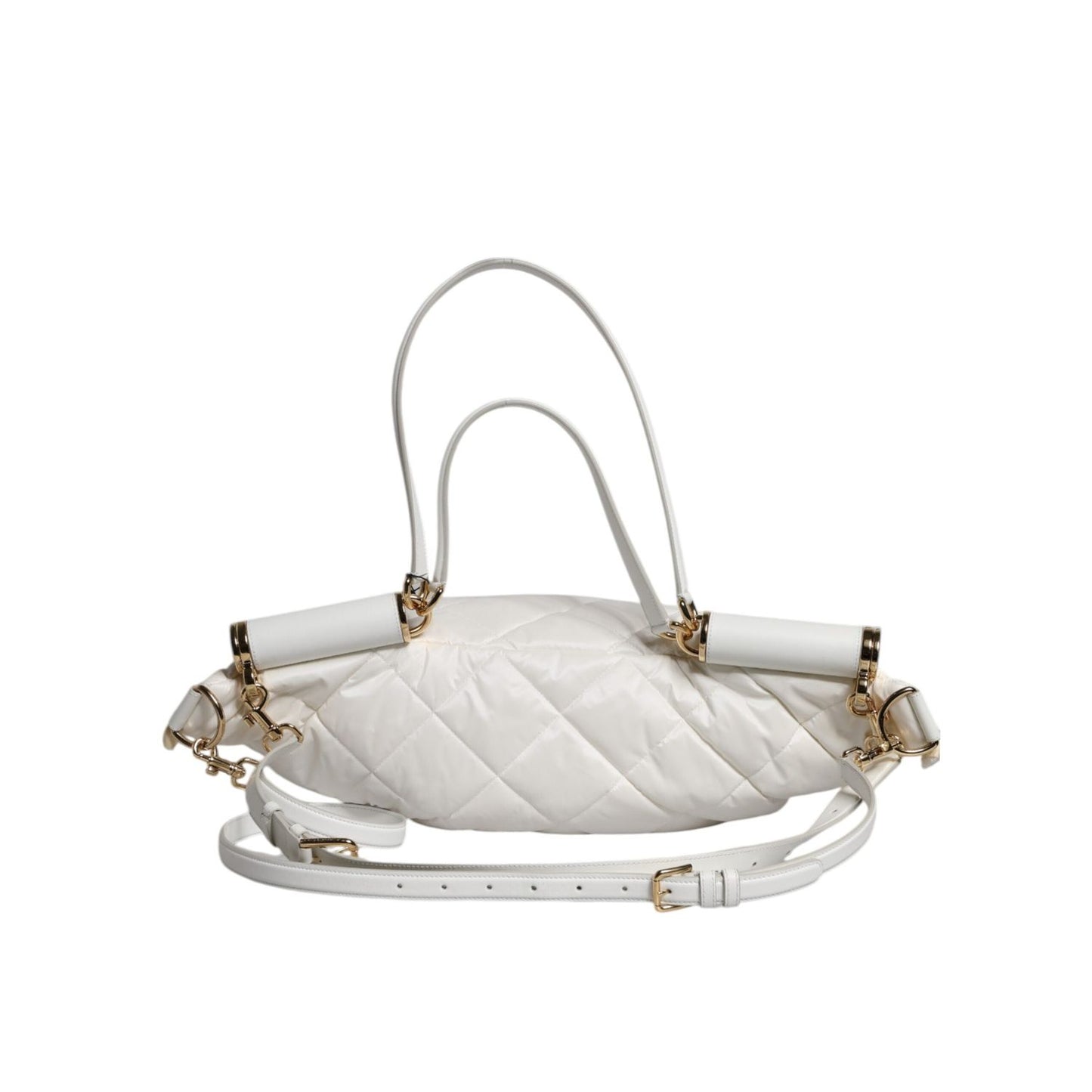 Dolce & Gabbana White Quilted Logo Plaque Belt Waist Fanny Pack Bag BAG4629