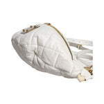 Dolce & Gabbana White Quilted Logo Plaque Belt Waist Fanny Pack Bag BAG4629