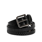 Dolce & Gabbana Black Exotic Leather Metal Logo Buckle Belt