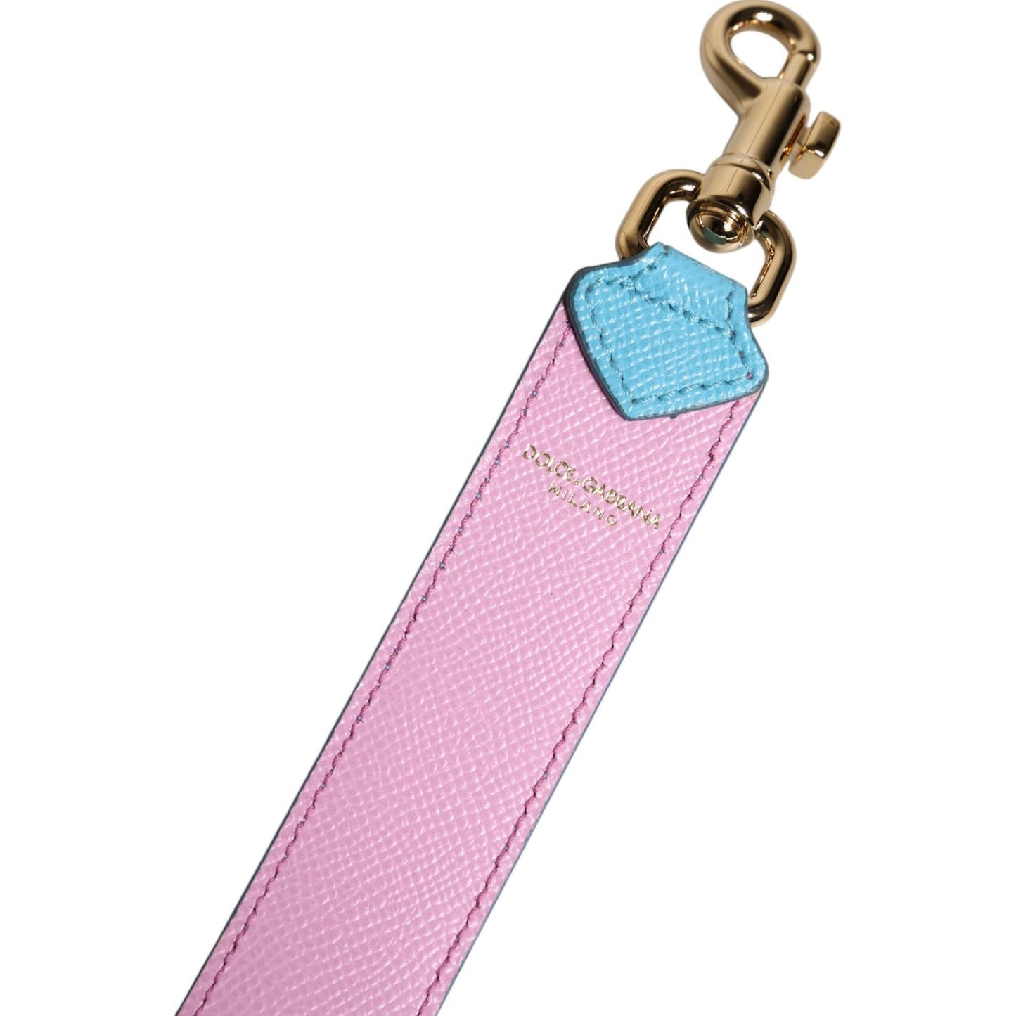 Dolce & Gabbana Pink Blue Leather Handle Bag Shoulder Strap WMB438