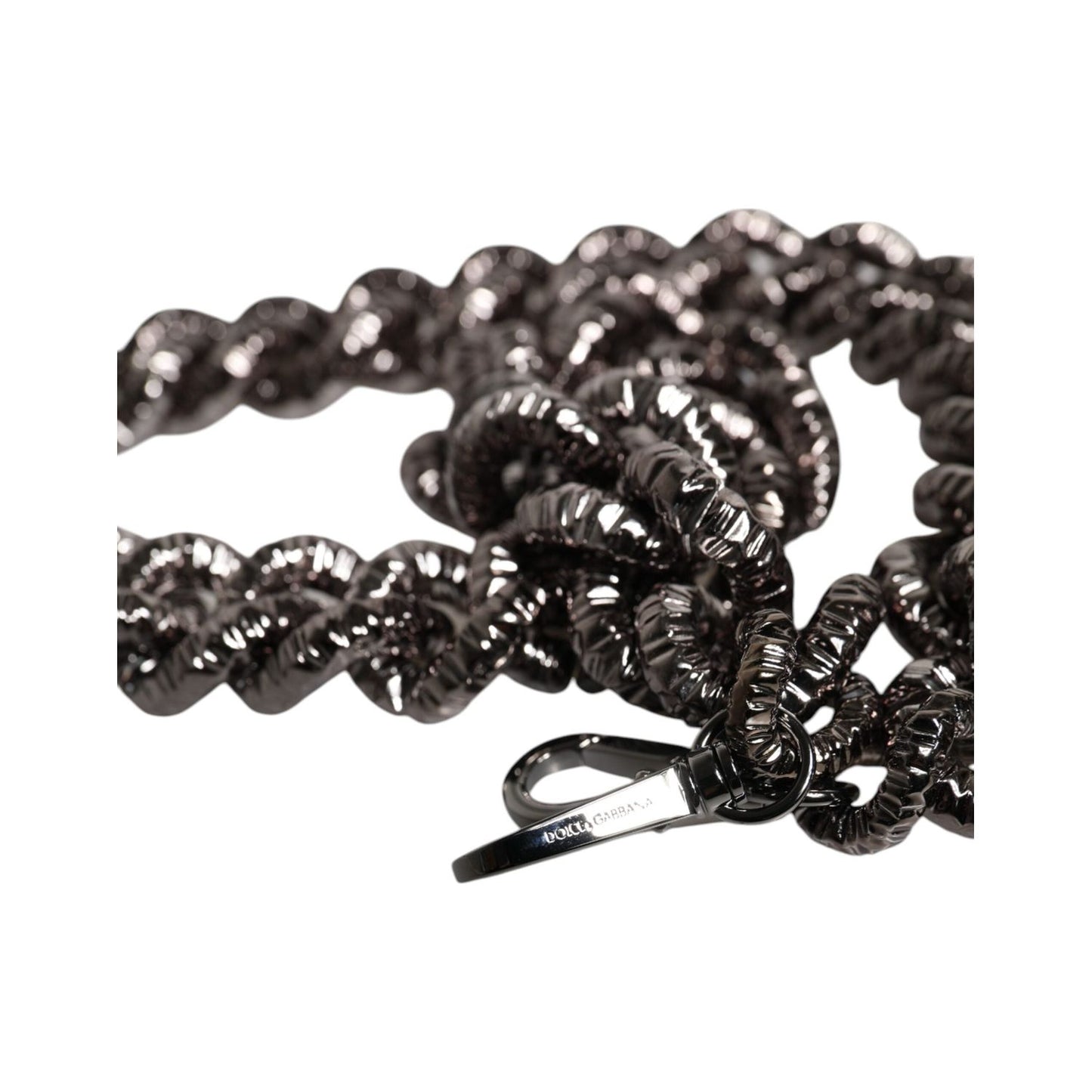 Dolce & Gabbana Black Chain Logo Engraved Bag Shoulder Strap WMB496