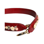 Dolce & Gabbana Red Leather Floral Embellish Bag Shoulder Strap WMB498