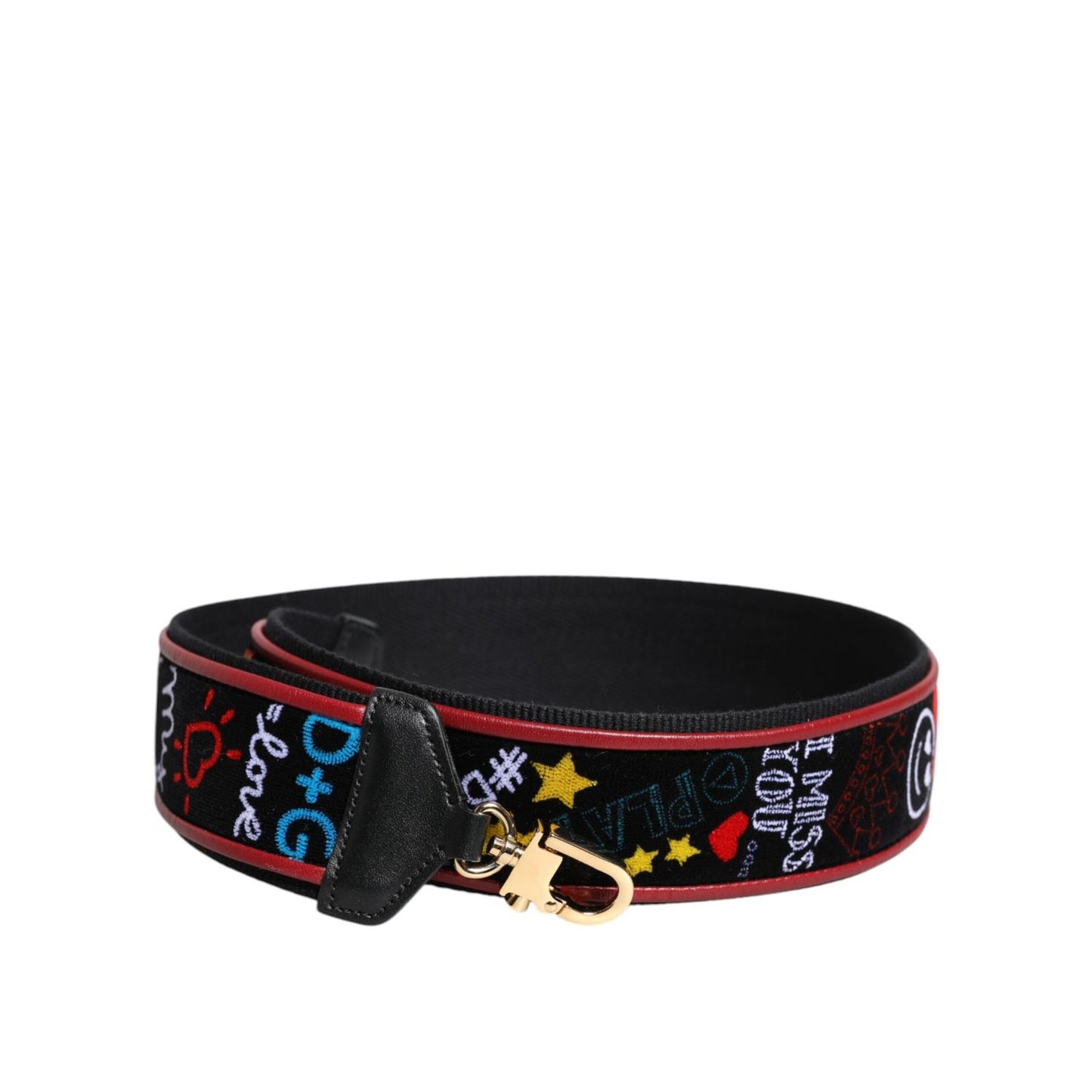 Dolce & Gabbana Black Cotton Printed Bag Shoulder Strap WMB499