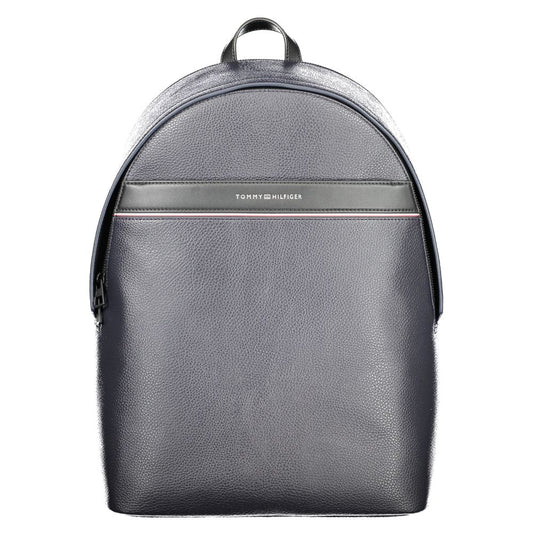 Tommy Hilfiger Blue Polyethylene Men Backpack with sleek design and Tommy logo, perfect for modern trendsetters seeking style and functionality.