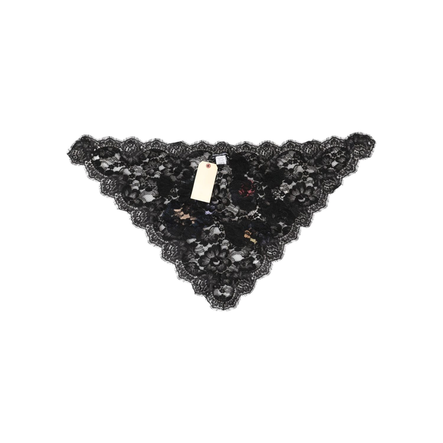 Dolce & Gabbana Black Lace Floral Applique Cotton Veil Hat