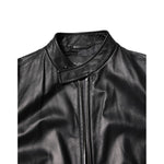 Dolce & Gabbana Black Sheep Leather Biker Full Zip Jacket JKT3718-44