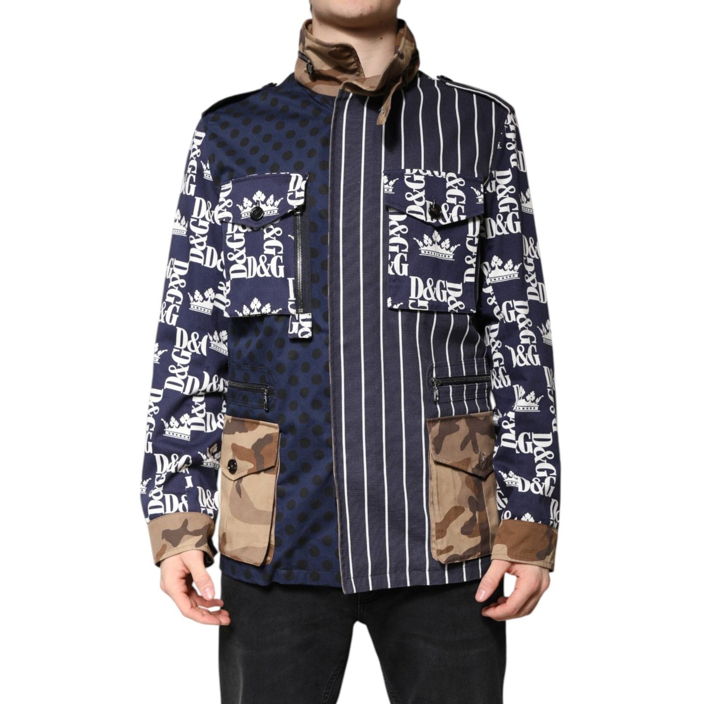 Dolce & Gabbana Multicolor Cotton Logo Patchwork Coat Jacket JKT4121-50
