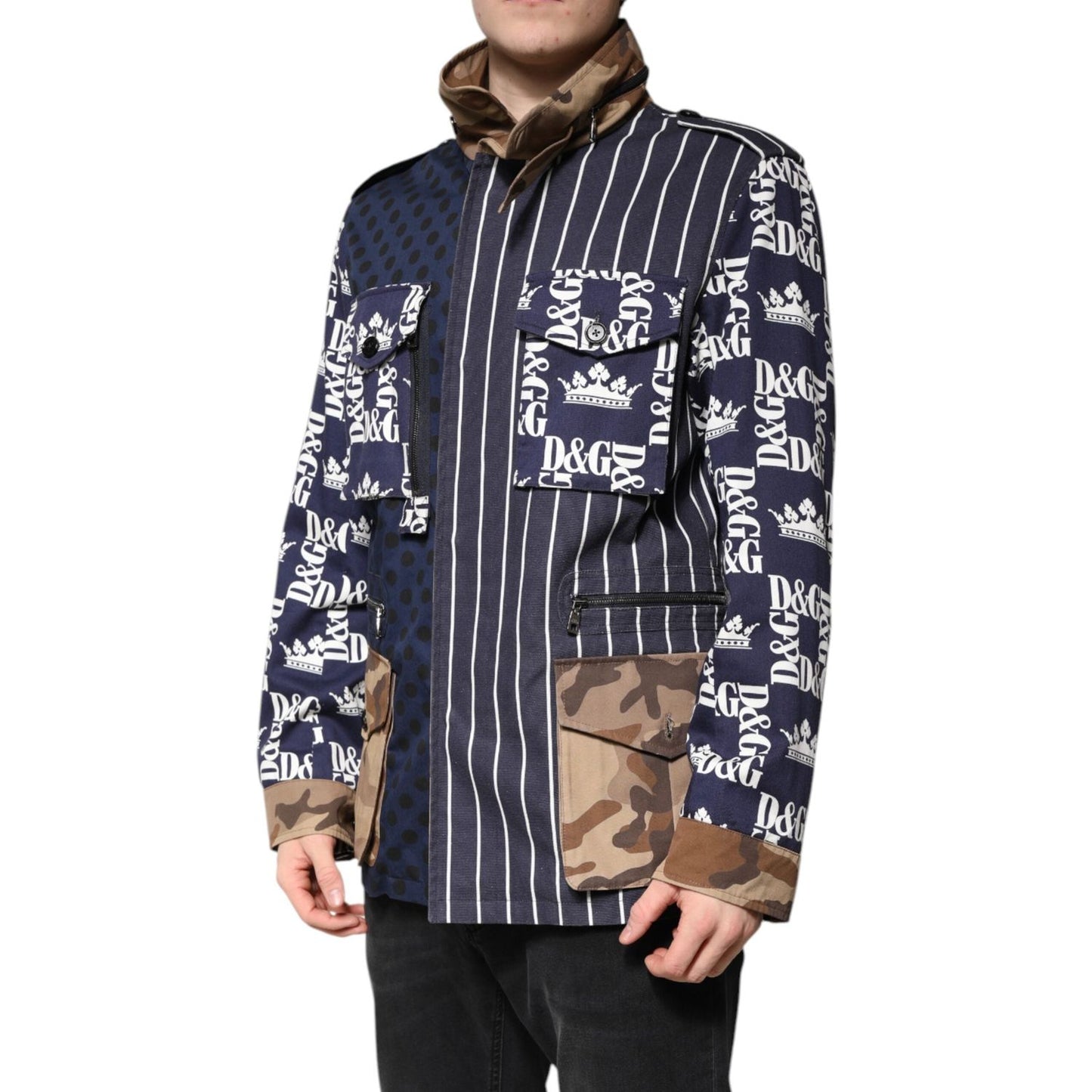 Dolce & Gabbana Multicolor Cotton Logo Patchwork Coat Jacket JKT4121-50