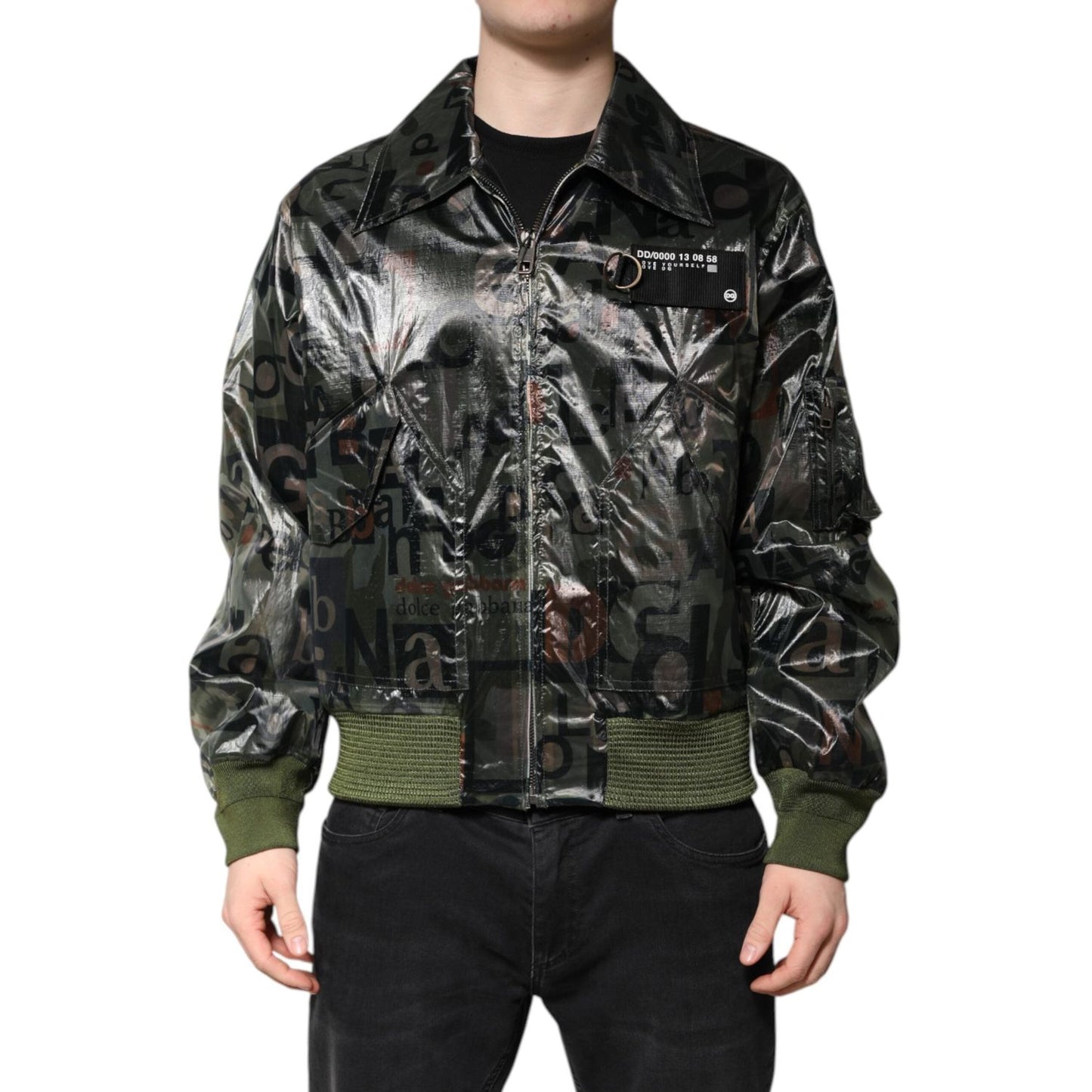 Dolce & Gabbana Green DG Logo Print Bomber Full Zip Jacket JKT4122-50