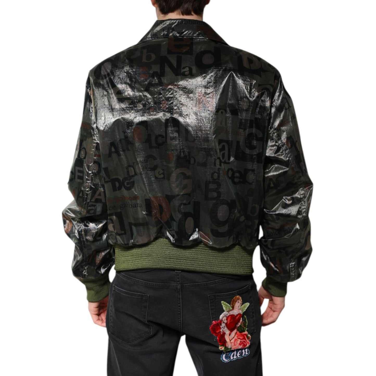 Dolce & Gabbana Green DG Logo Print Bomber Full Zip Jacket JKT4122-50