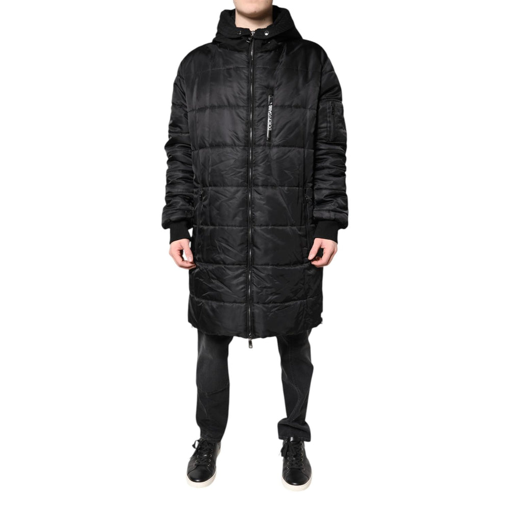 Dolce & Gabbana Black Hooded Parka Winter Men Coat Jacket JKT4193-56
