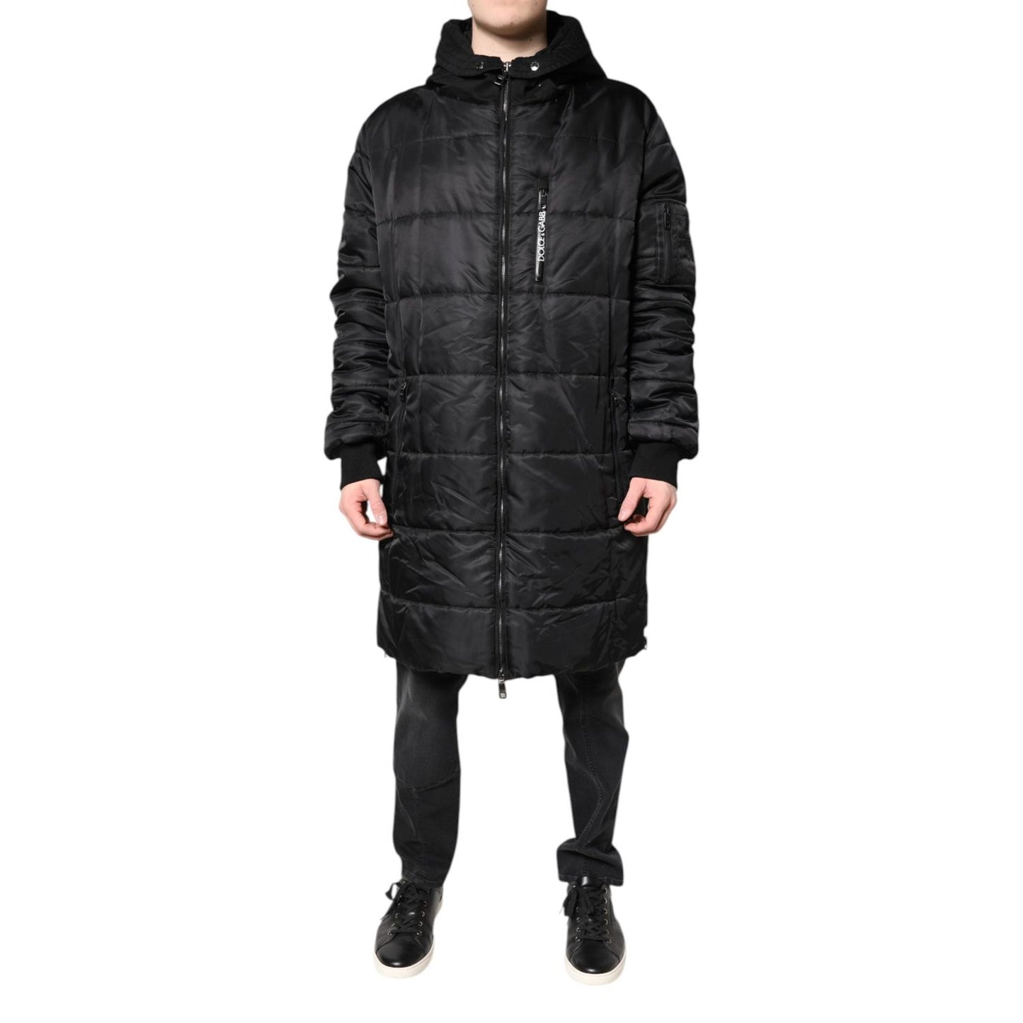 Dolce & Gabbana Black Hooded Parka Winter Men Coat Jacket JKT4193-56