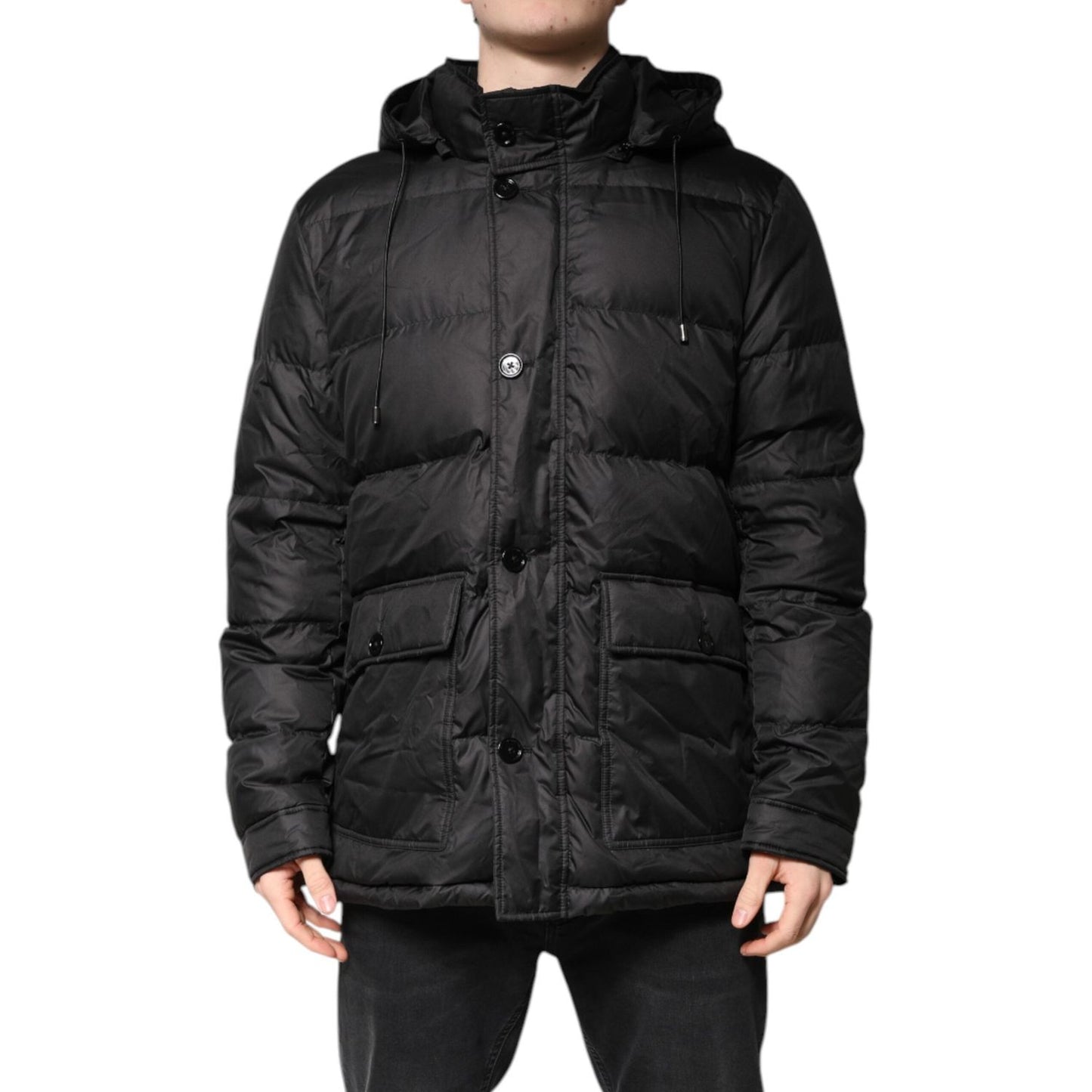 Dolce & Gabbana Black Hooded Parka Coat Winter Jacket JKT41352-52