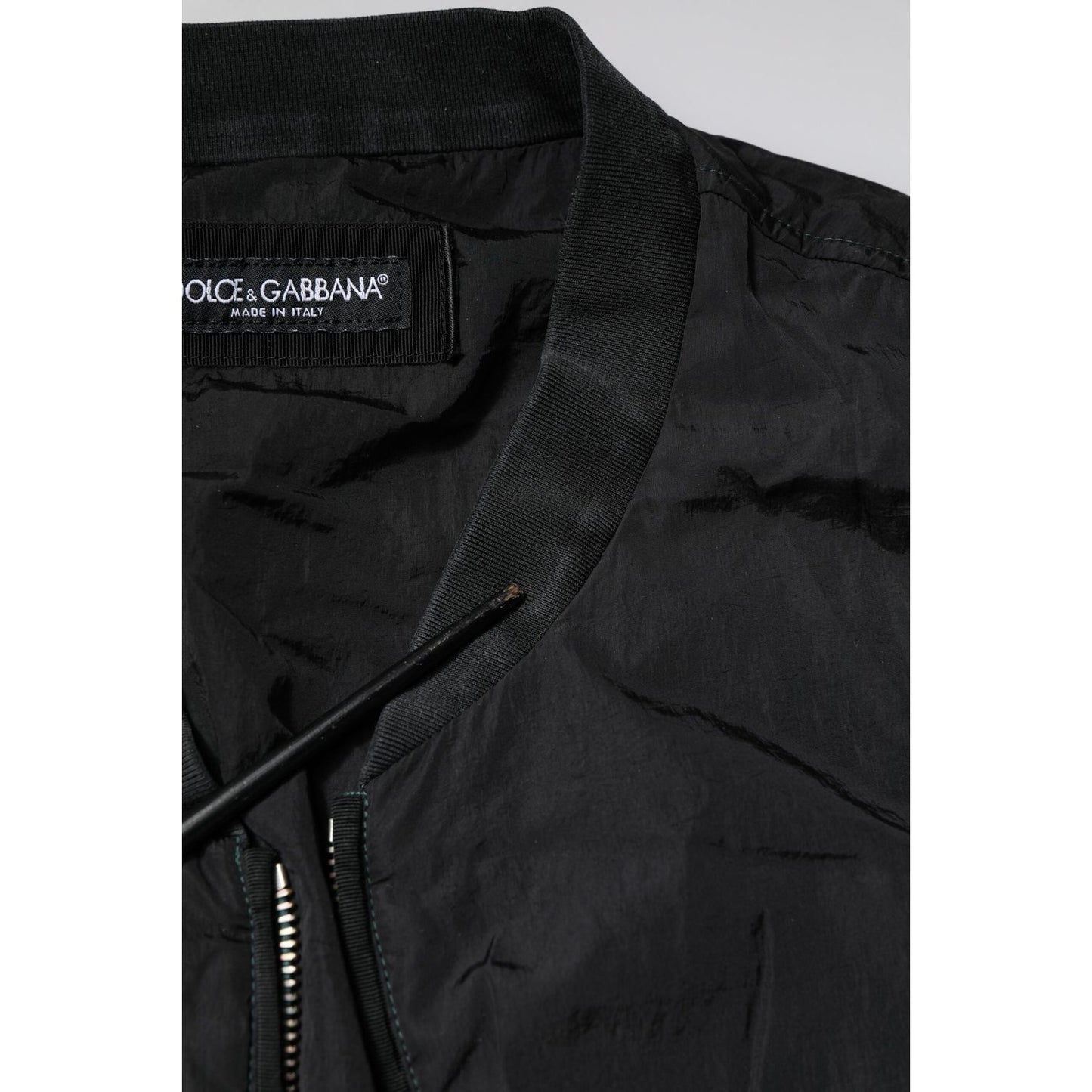 Dolce & Gabbana Black Nylon Logo Full Zip Bomber Jacket JKT41368-60