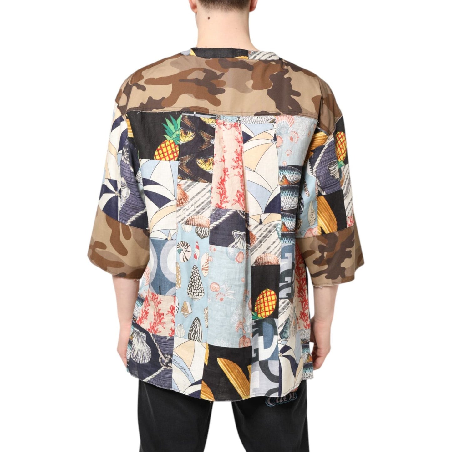 Dolce & Gabbana Multicolor Patchwork Short Sleeves Shirt TSH87769-48