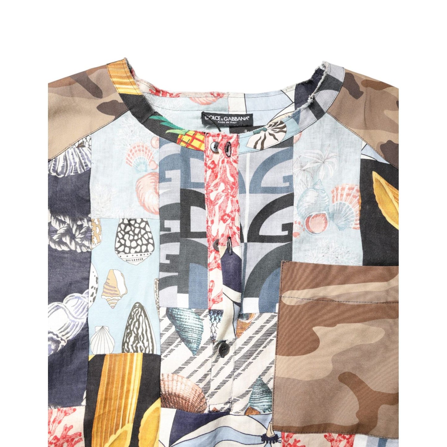 Dolce & Gabbana Multicolor Patchwork Short Sleeves Shirt TSH87769-48