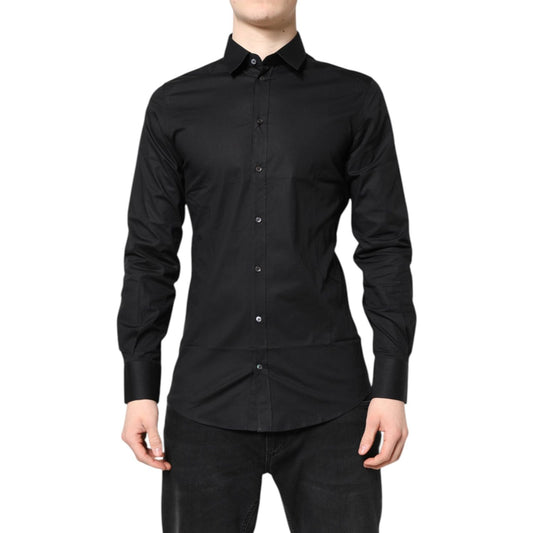 Dolce & Gabbana Black GOLD Cotton Long Sleeves Dress Shirt
