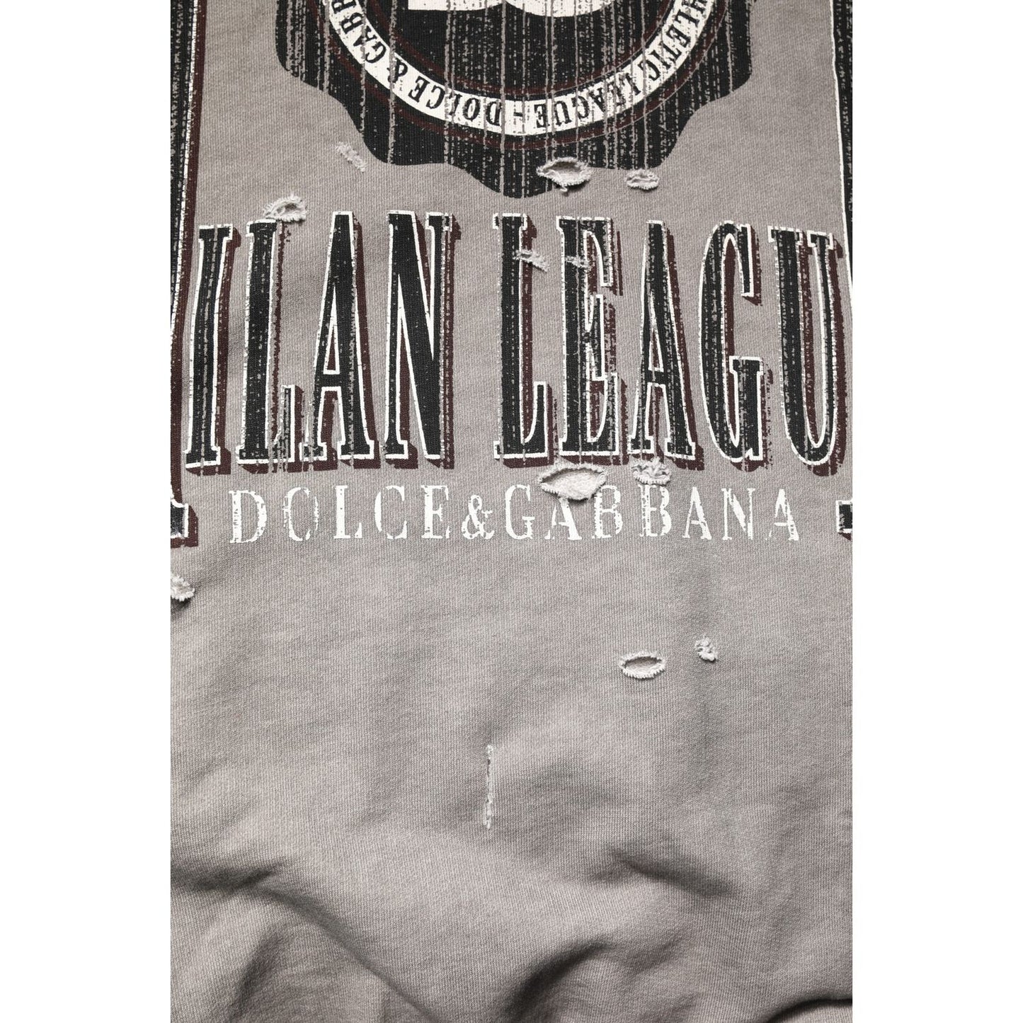 Dolce & Gabbana Gray Logo Print Crew Neck Pullover Sweater